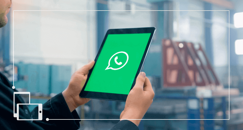 WhatsApp logo on a tablet screen