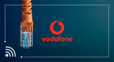 Ethernet cable next to Vodafone logo